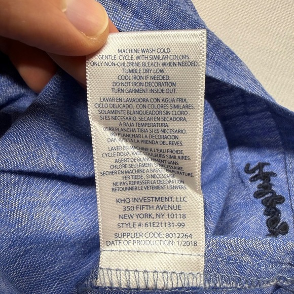 Tommy Hilfiger Girls Size 4 Rainbow Stripe Chambray Dress Flutter Sleeve - Picture 5 of 8